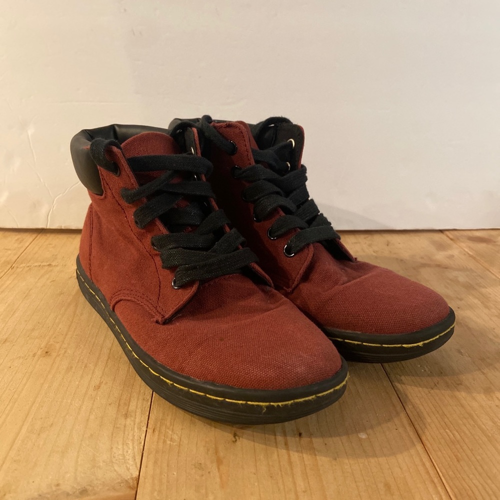 Doc Dr Marten Maelly Burgundy Canvas Ankle Boots  Adult Women Size 7